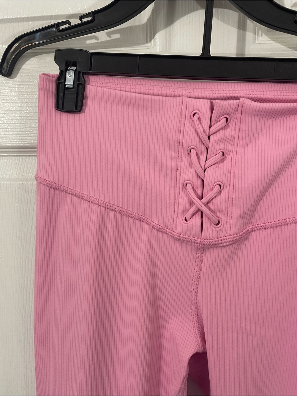 JoyLab Pink Lace-Up Ribbed Tank Top and Leggings Set - Picture 3 of 7
